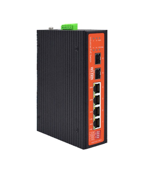 Commutateur PoE industriel de liaison montante fibre 4GE+2SFP avec 4 ports PoE Fin de série